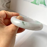 53.1 mm A-Grade Natural Lavender Bluish Green Floral Jadeite Modern Round Bangle No.151985