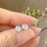 Icy A-Grade Natural White Jadeite MINI.malist Stud Earrings No. 180766