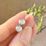 Icy A-Grade Natural White Jadeite MINI.malist Stud Earrings No. 180766