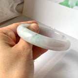 53.1 mm A-Grade Natural Lavender Bluish Green Floral Jadeite Modern Round Bangle No.151985