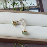 A-Grade Natural Light Green Jadeite MINI.malist Stud Earrings No. 180202