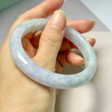 58.5mm A-Grade Natural Lavender Green Jadeite Modern Round Bangle No. 152057