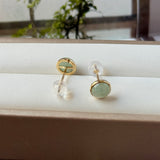 A-Grade Natural Light Green Jadeite MINI.malist Stud Earrings No. 180202