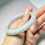 58.5mm A-Grade Natural Lavender Green Jadeite Modern Round Bangle No. 152057