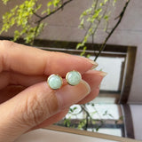 A-Grade Natural Light Green Jadeite MINI.malist Stud Earrings No. 180202