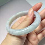 58.5mm A-Grade Natural Lavender Green Jadeite Modern Round Bangle No. 152057
