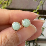 A-Grade Natural Light Green Jadeite MINI.malist Stud Earrings No. 180202