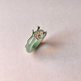 A-Grade Natural Blue Jadeite Joseon Dynasty Cherry Blossom Blooming Ring No.162371