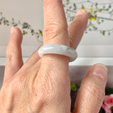 19mm A-Grade Natural White Jadeite Ring Band No. 161785