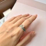 A-Grade Natural Blue Jadeite Joseon Dynasty Cherry Blossom Blooming Ring No.162371