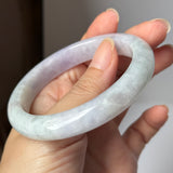 58.5mm A-Grade Natural Lavender Green Jadeite Modern Round Bangle No. 152057