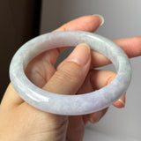 58.5mm A-Grade Natural Lavender Green Jadeite Modern Round Bangle No. 152057