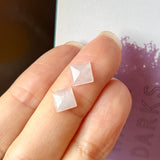 SOLD OUT: 2.1 cts A-Grade Natural White Jadeite Sugarloaf Pair No.180357