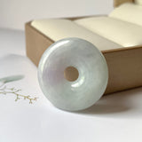 A-Grade Natural Lavender Green Jadeite Donut Pendant No.171342