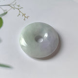 A-Grade Natural Lavender Green Jadeite Donut Pendant No.171342