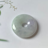 A-Grade Natural Lavender Green Jadeite Donut Pendant No.171342