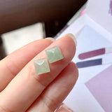 SOLD OUT: 3.2 cts A-Grade Natural Light Green Jadeite Sugarloaf Pair No.180755