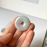 A-Grade Natural Lavender Green Jadeite Donut Pendant No.171342