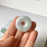 A-Grade Natural Lavender Green Jadeite Donut Pendant No.171342