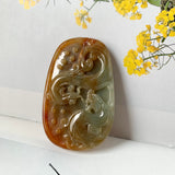 A-Grade Reddish Orange Jadeite Dragon Pendant No. 171049
