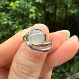 Bespoke A-Grade Natural Glacier Blue Jadeite Cabochon Ring No.130478
