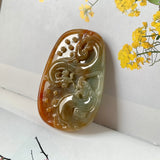 A-Grade Reddish Orange Jadeite Dragon Pendant No. 171049