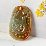 A-Grade Reddish Orange Jadeite Dragon Pendant No. 171049