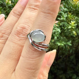 Bespoke A-Grade Natural Glacier Blue Jadeite Cabochon Ring No.130478