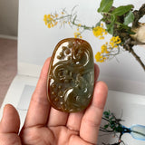 A-Grade Reddish Orange Jadeite Dragon Pendant No. 171049