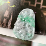 A-Grade Moss On Snow Jadeite Dragon Pendant No. 171092