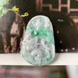 A-Grade Moss On Snow Jadeite Dragon Pendant No. 171092