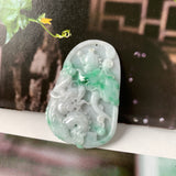 A-Grade Moss On Snow Jadeite Dragon Pendant No. 171092
