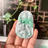 A-Grade Moss On Snow Jadeite Dragon Pendant No. 171092