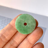 A-Grade Natural Apple Green Jadeite Donut Pendant No.171269