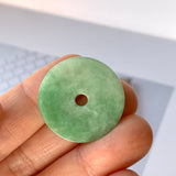 A-Grade Natural Apple Green Jadeite Donut Pendant No.171269