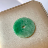 A-Grade Natural Apple Green Jadeite Donut Pendant No.171269