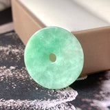 A-Grade Natural Apple Green Jadeite Donut Pendant No.171270