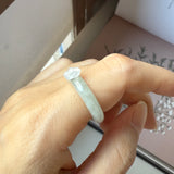 17.4mm A-Grade Natural Light Green Jadeite Abacus Ring Band No.161469