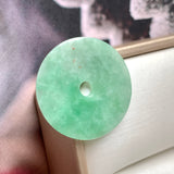 A-Grade Natural Apple Green Jadeite Donut Pendant No.171270