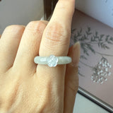 17.4mm A-Grade Natural Light Green Jadeite Abacus Ring Band No.161469