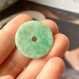 A-Grade Natural Apple Green Jadeite Donut Pendant No.171270