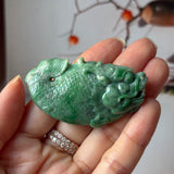 A-Grade Green Jadeite Dragon Fish Pendant No. 171041