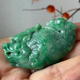 A-Grade Green Jadeite Dragon Fish Pendant No. 171041