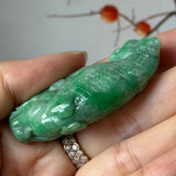 A-Grade Green Jadeite Dragon Fish Pendant No. 171041