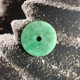 A-Grade Natural Apple Green Jadeite Donut Pendant No.171270