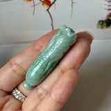 A-Grade Green Jadeite Long Cabbage Pendant No. 220199