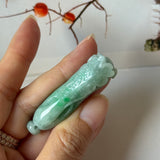 A-Grade Green Jadeite Long Cabbage Pendant No. 220199