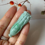 A-Grade Green Jadeite Long Cabbage Pendant No. 220199