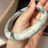 77.4mm A-Grade Natural Floral Jadeite Modern Round Big Bangle No.152059