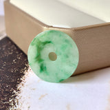 A-Grade Floral Imperial Green Jadeite Donut Pendant No.171425